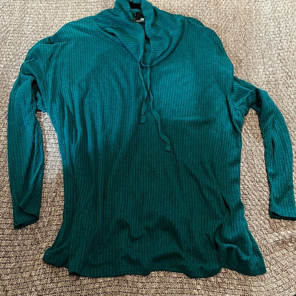 Turquoise Cowl Neck Sweater